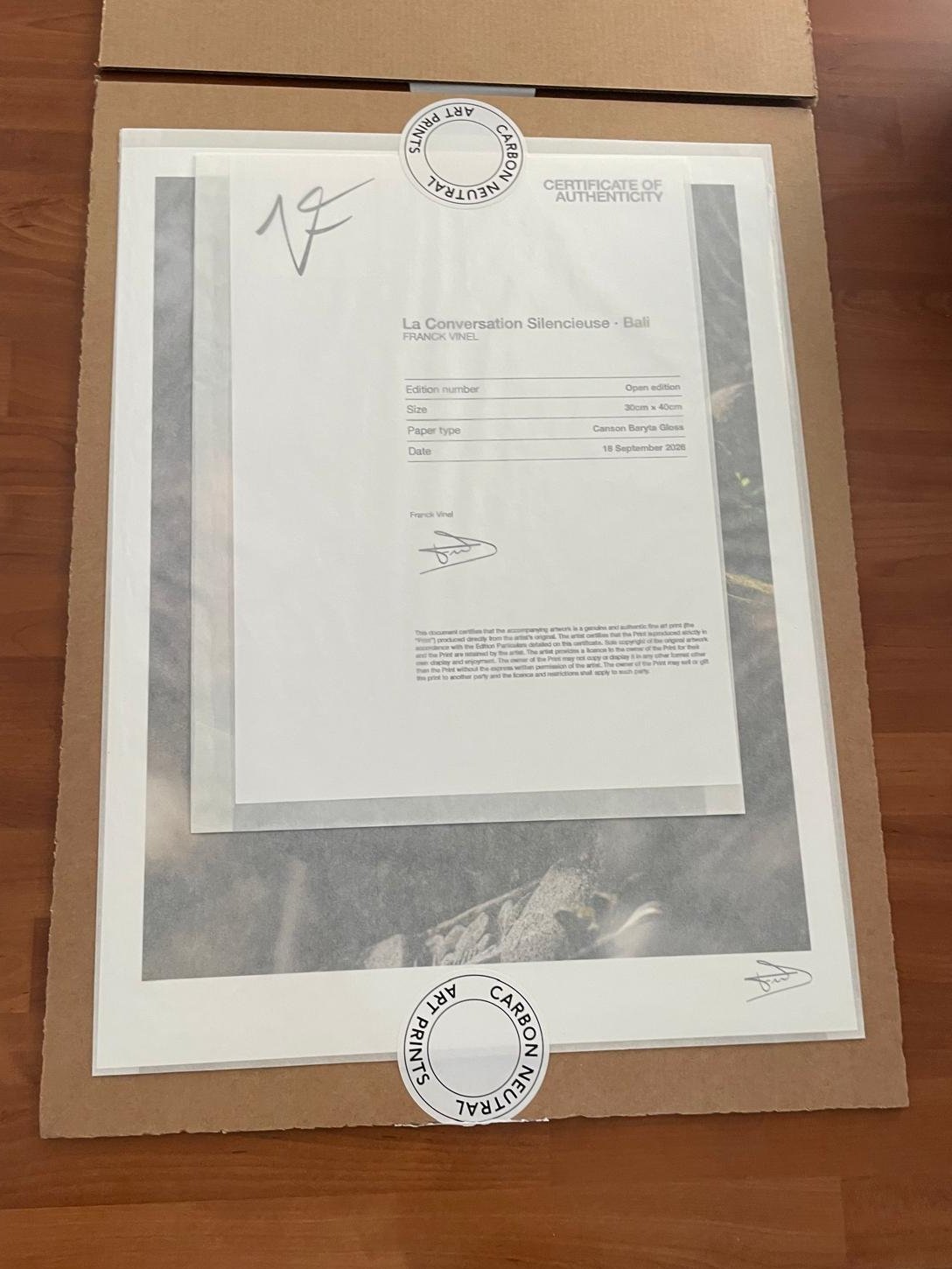 Tirage 30×40 et certificat d'authenticité papier, Canson Baryta